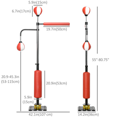 Soozier Freestanding Boxing Punching Bag, Height Adjustable, with Reflex Bar, Speed Balls and Suction Cup Base, Multi