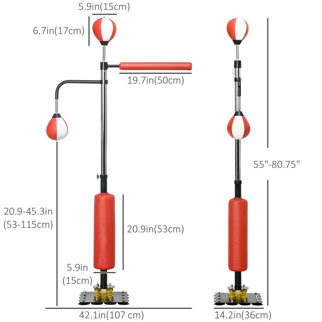 Soozier Freestanding Boxing Punching Bag, Height Adjustable, with Reflex Bar, Speed Balls and Suction Cup Base, Multi