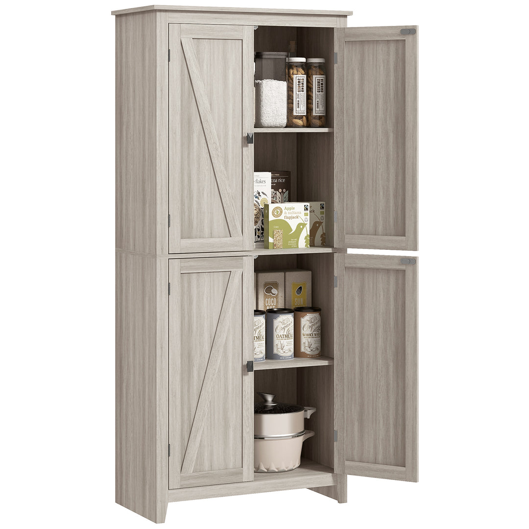 HOMCOM 72" Freestanding Storage Cabinet, Kitchen Pantry Cabinet with Doors and Shelves for Dining Room, Natural