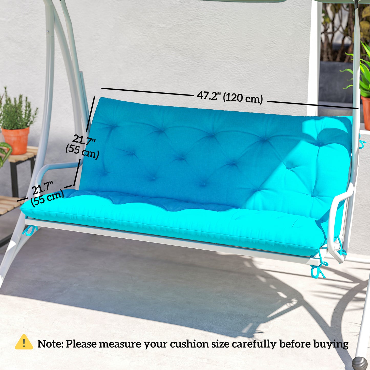 Outsunny 2 Seater Garden Bench Cushion, Thick Outdoor Non-Slip 2 Seater Soft Pad With Backrest for Garden Patio, 52" x 43" x 4", Dark Grey