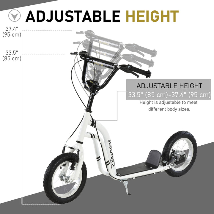 Aosom Dual Brakes Kick Scooter 12-Inch Inflatable Front Wheel Ride On Toy for Age 5+, Black