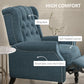 HOMCOM Wingback Reclining Chair with Footrest, Button Tufted Recliner Chair with Rolled Armrests for Living Room, Light Grey