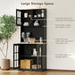HOMCOM Kitchen Buffet with Hutch, Storage Pantry with 3 Cabinets, 2 Open Shelves and Large Countertop, Black