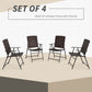 Outsunny Outdoor Wicker Dining Chair Set of 4, Rattan Foldable Chair with Steel Frame for Garden, Backyard, Porch, Brown