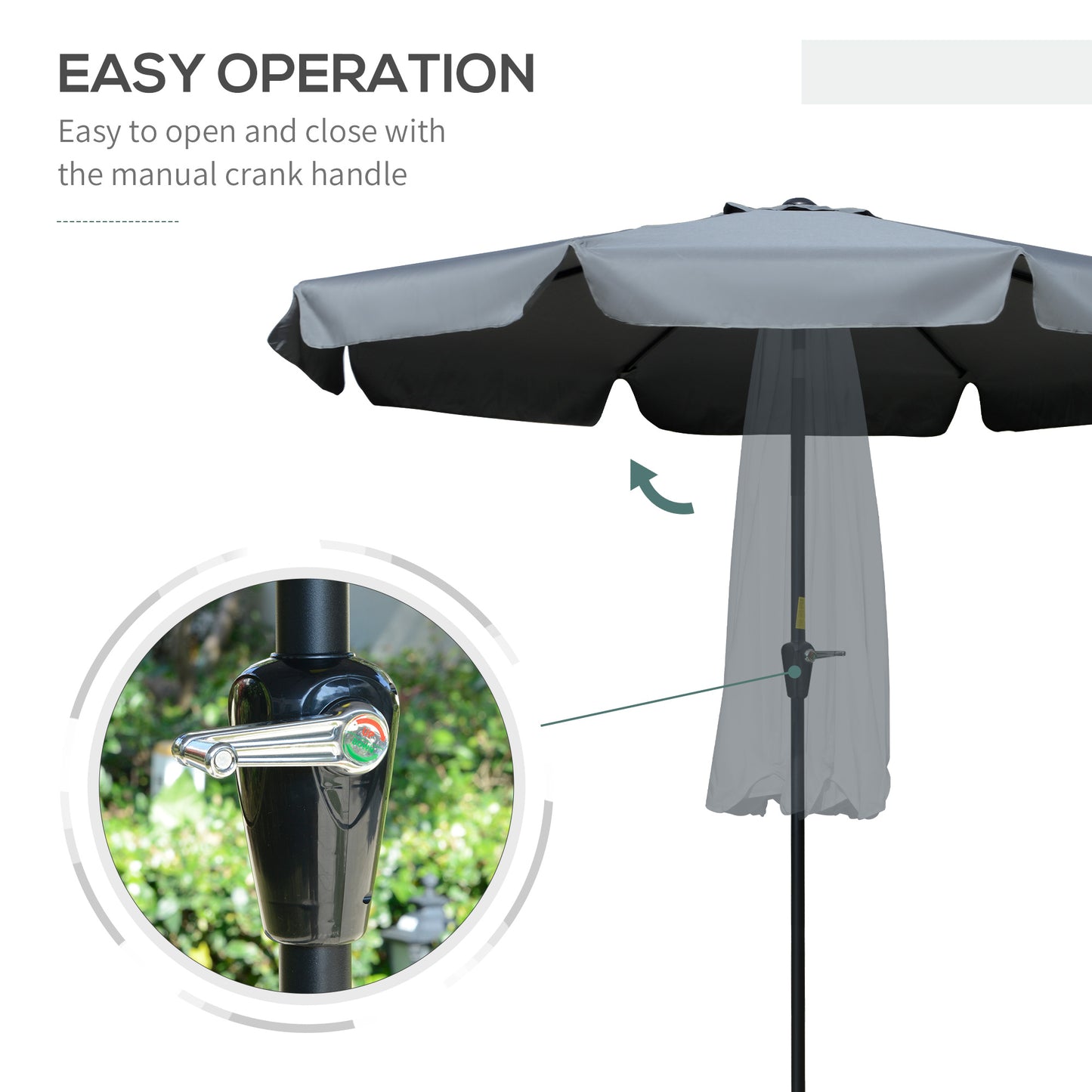 Outsunny 8.5 ft Outdoor Market Table Umbrella, Round Patio Umbrella with Tilt and Crank for Garden, Backyard, Deck, Wine Red