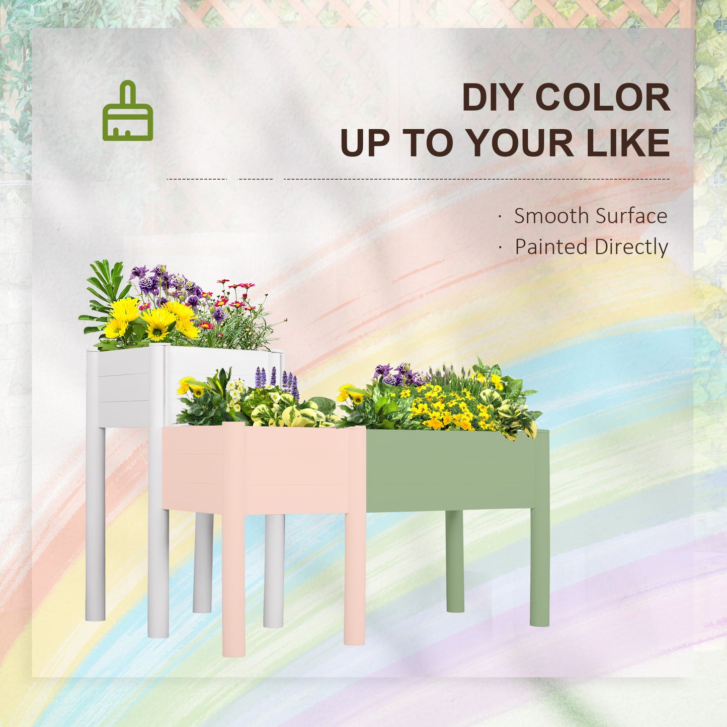 Outsunny 46'' x 34'' x 33'' Elevated Planter Box with Legs, DIY Wooden Raised Garden Bed with Non-woven Liner, Freestanding Plant Stand for Vegetables, Herb and Flowers
