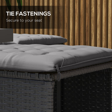 Outsunny 6-Piece Seat Cushion Pillows Replacement, Button Tufted Patio Chair Cushions Set with Ties, Charcoal Grey