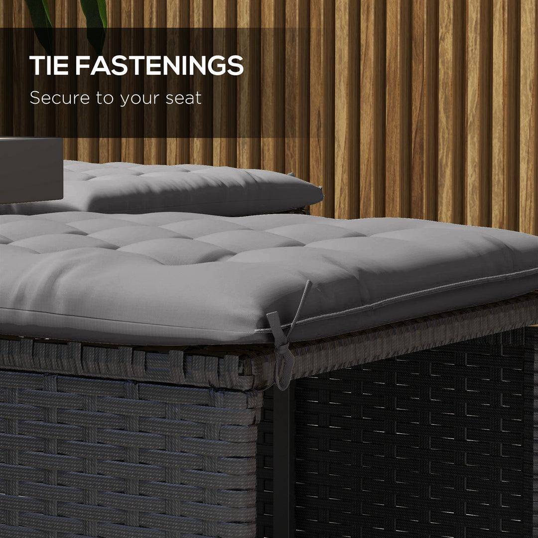 Outsunny 6-Piece Seat Cushion Pillows Replacement, Button Tufted Patio Chair Cushions Set with Ties, Charcoal Grey