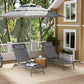 Outsunny Folding Chaise Lounge Chair Set of 2, Reclining Outdoor Lounge Chair Set with Quick Drying Pad Headrest Side Pocket, Tanning Chair Set for Beach Garden Pool, Light Grey