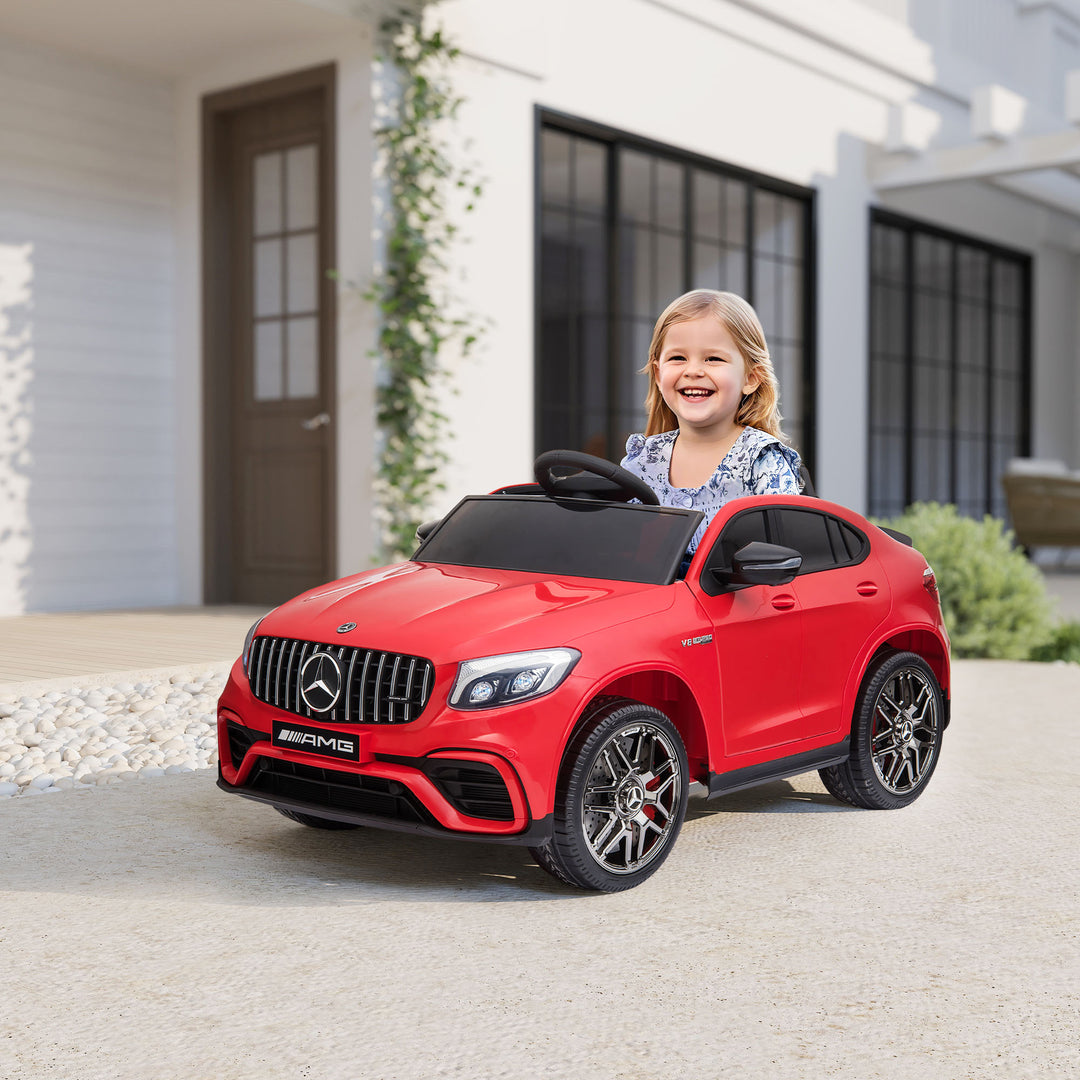 Aosom 12V/7AH Kids Ride on Car, Mercedes Benz AMG GLC63S Coupe, Electric Car with Remote Control, Handle, 2 Speed, with Music, Electric Light, Easy to Move, Red