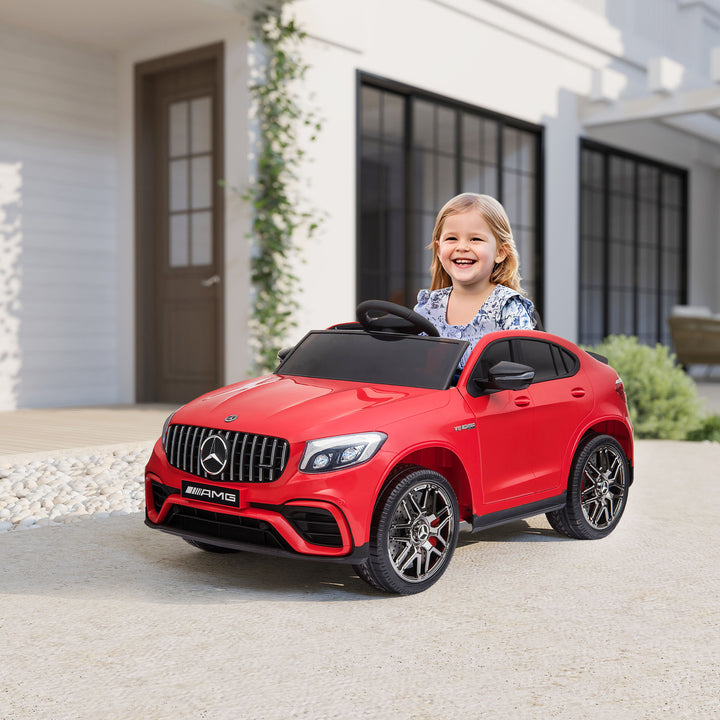 Aosom 12V/7AH Kids Ride on Car, Mercedes Benz AMG GLC63S Coupe, Electric Car with Remote Control, Handle, 2 Speed, with Music, Electric Light, Easy to Move, Red