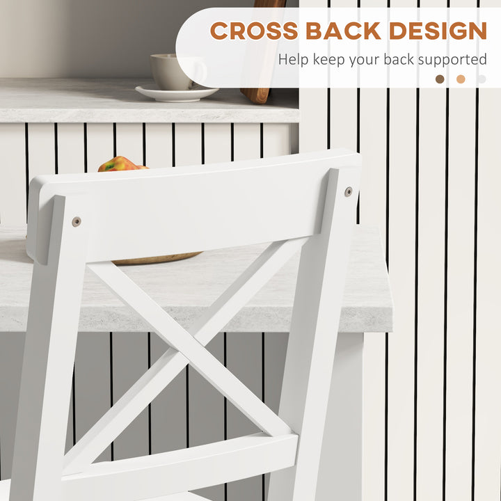 HOMCOM Counter Height Stools Set of 2, Farmhouse Bar Stools with Backs, Solid Wood Counter Stools for Kitchen Island