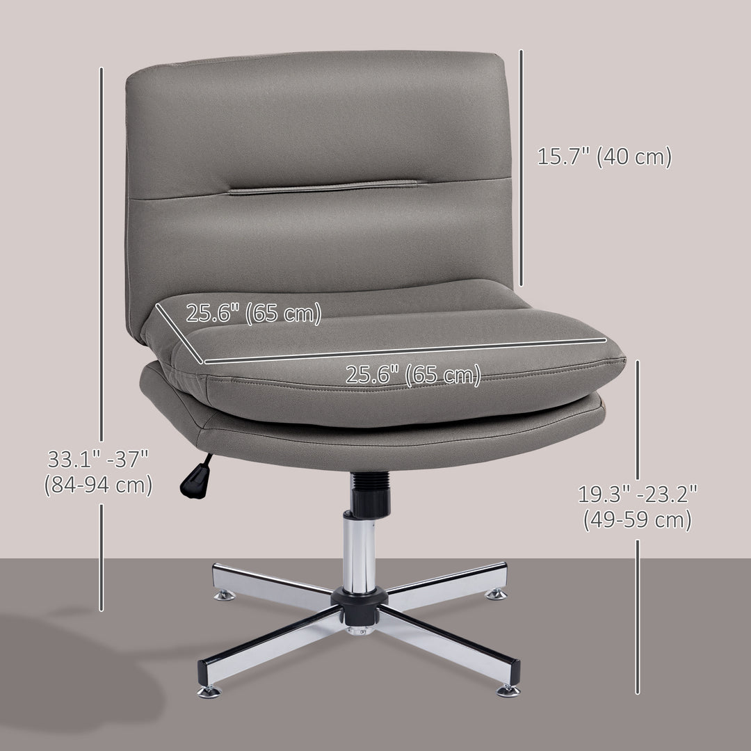 HOMCOM Armless Office Chair, Criss Cross Chair with Adjustable Height & Tilt Function for Home Office, Study, Light Grey