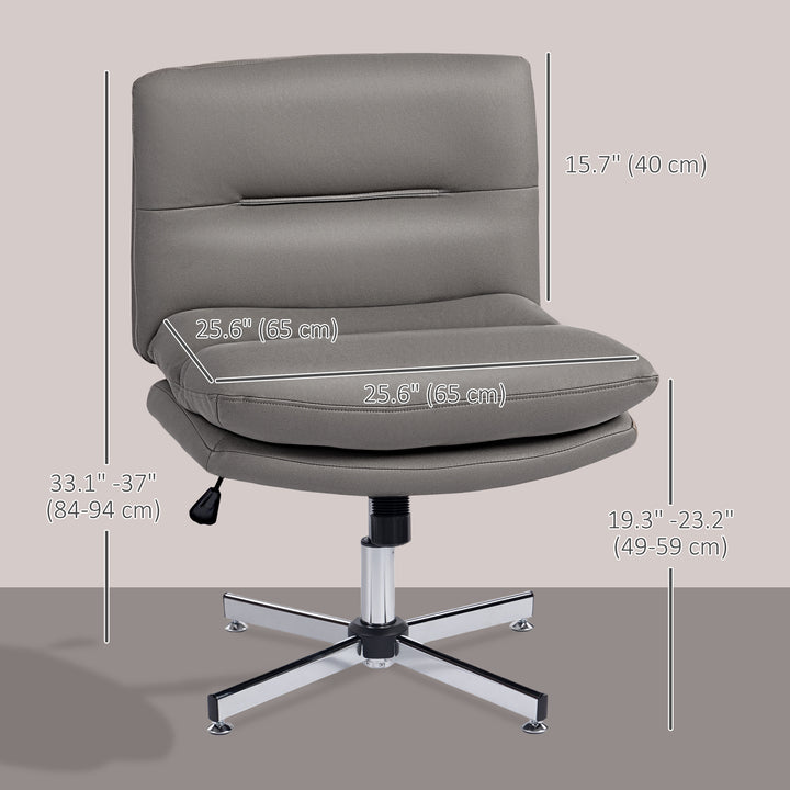 HOMCOM Armless Office Chair, Criss Cross Chair with Adjustable Height & Tilt Function for Home Office, Study, Light Grey