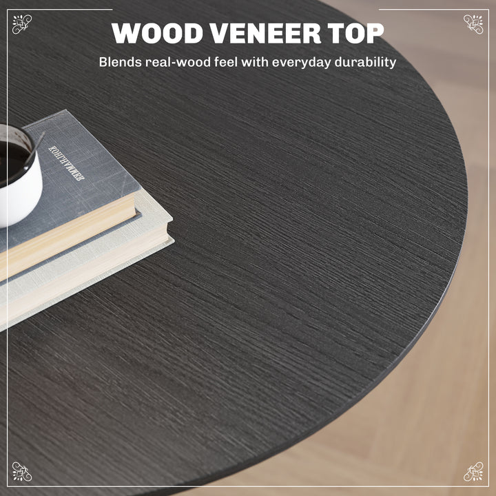 HOMCOM Round Table for 2, 40.2 Inch Bar Height Pub Table with Steel Frame, Non-Slip Base for Living Room, Kitchen, Natural Wood