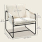 HOMCOM Modern Accent Chair, Upholstered Armchair with Side Pockets and Steel Frame, Comfy Reading Chair for Bedroom, Grey