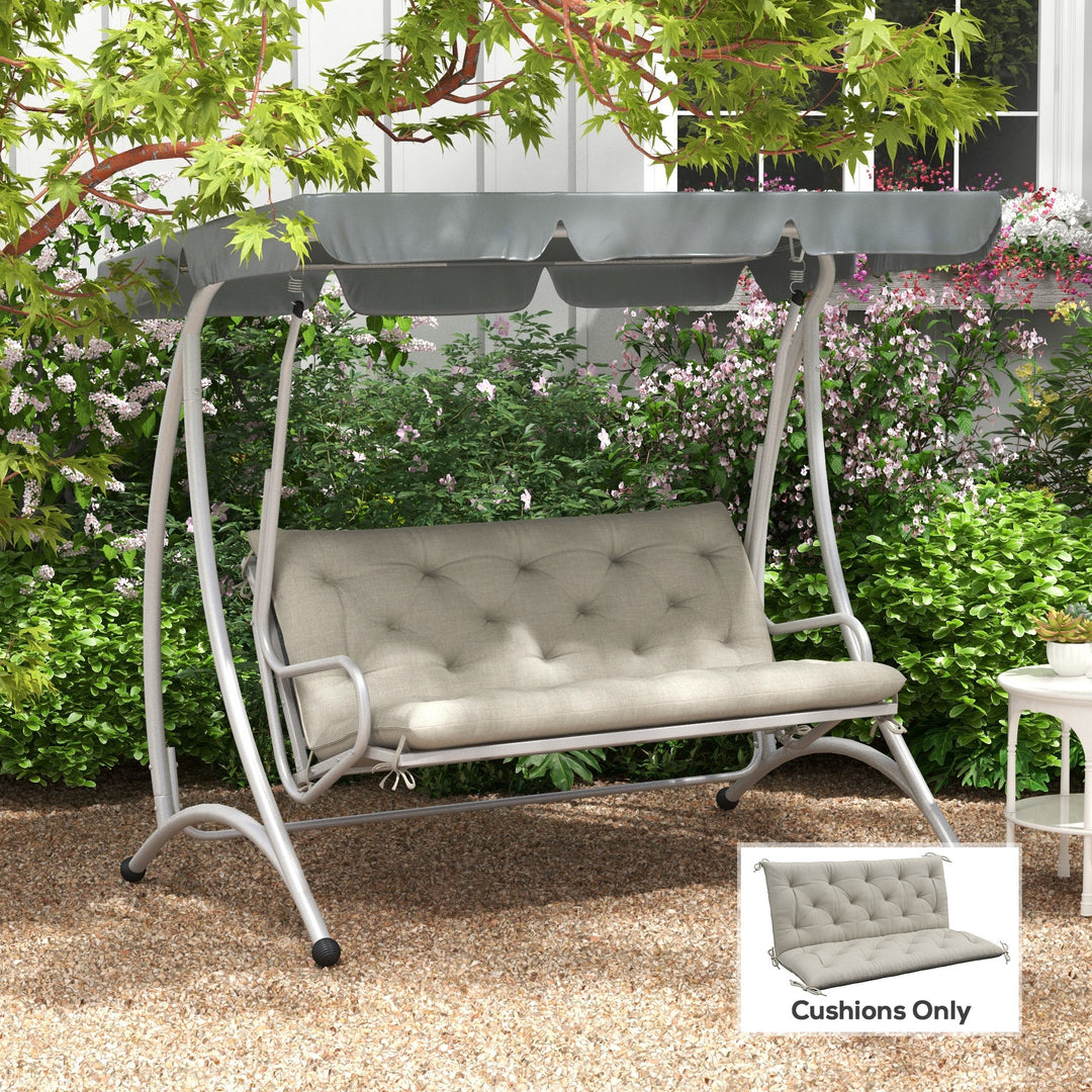 Outsunny 2 Seater Garden Bench Cushion, Soft Thick Outdoor Non-Slip 2 Seater Soft Pad With Backrest for Garden Patio, 47" x 43" x 5", Light Grey