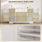 HOMCOM Sideboard Buffet Cabinet, Farmhouse Coffee Bar Cabinet with Door Shelves, Adjustable Shelves, Drawer, Barn Doors, White
