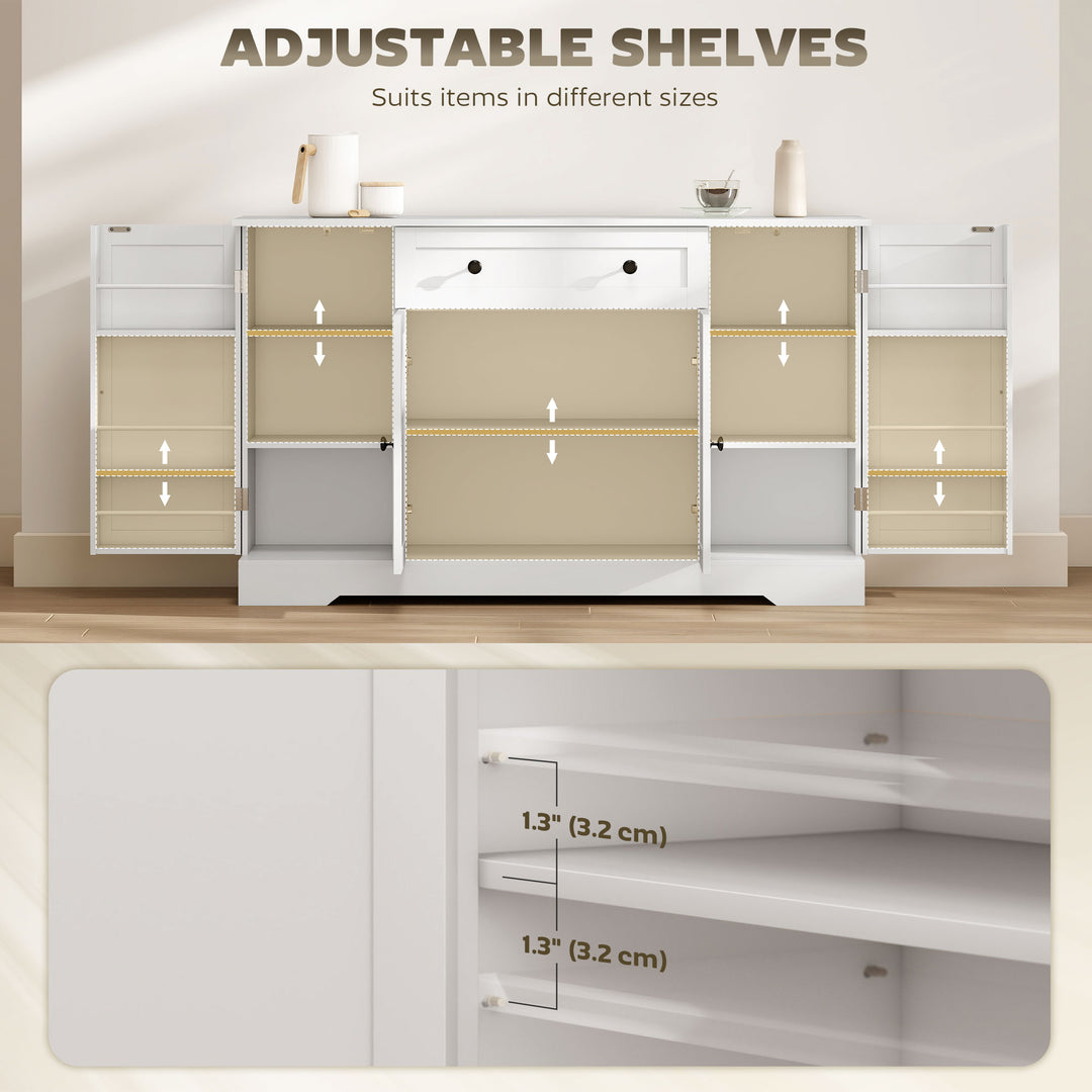 HOMCOM Sideboard Buffet Cabinet, Farmhouse Coffee Bar Cabinet with Door Shelves, Adjustable Shelves, Drawer, Barn Doors, Black