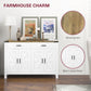 HOMCOM Farmhouse Buffet Cabinet Sideboard with 1 Drawer, 1 Storage Cabinet and Adjustable Shelf, White
