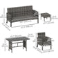 Outsunny 6 Piece Patio Furniture Set with Patio Chairs, Ottomans, Sofa, Glass Top Table and Cushions, Wicker Rattan Outdoor Furniture Set for Backyard, Porch, Grey
