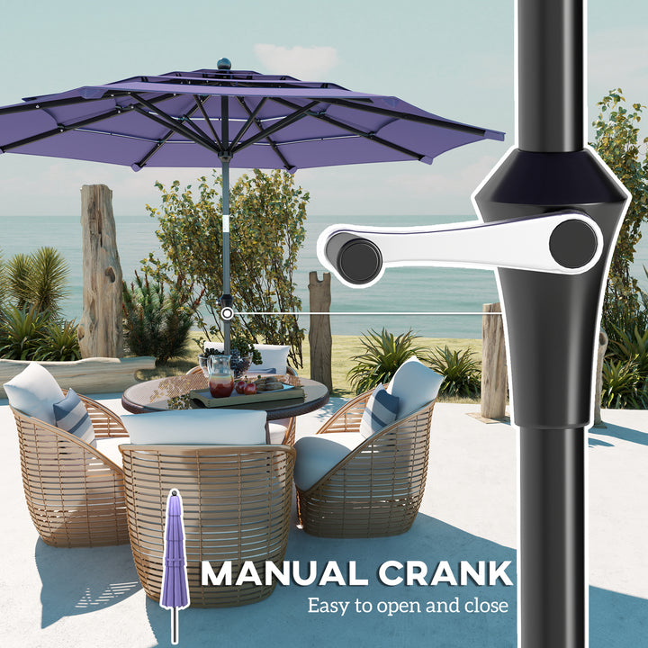 Outsunny 10.7FT Patio Umbrella with 8 Ribs, Crank, Push Button Tilt, Air Vents, for Backyard, Deck and Lawn, Purple