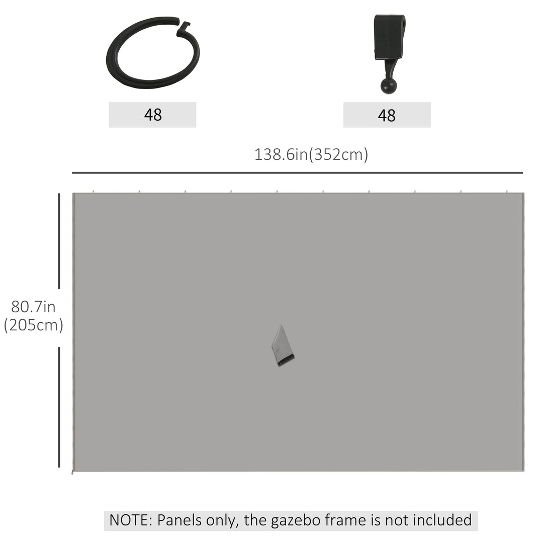 Outsunny 10' x 10' Universal Gazebo Sidewall Set with 4 Panels, Hooks/C-Rings Included for Pergolas & Cabanas, Beige