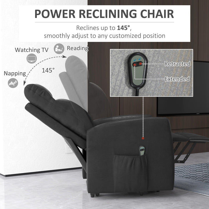 HOMCOM Power Lift Recliner Chair with Remote Control Side Pocket for Living Room Home Office Study Black