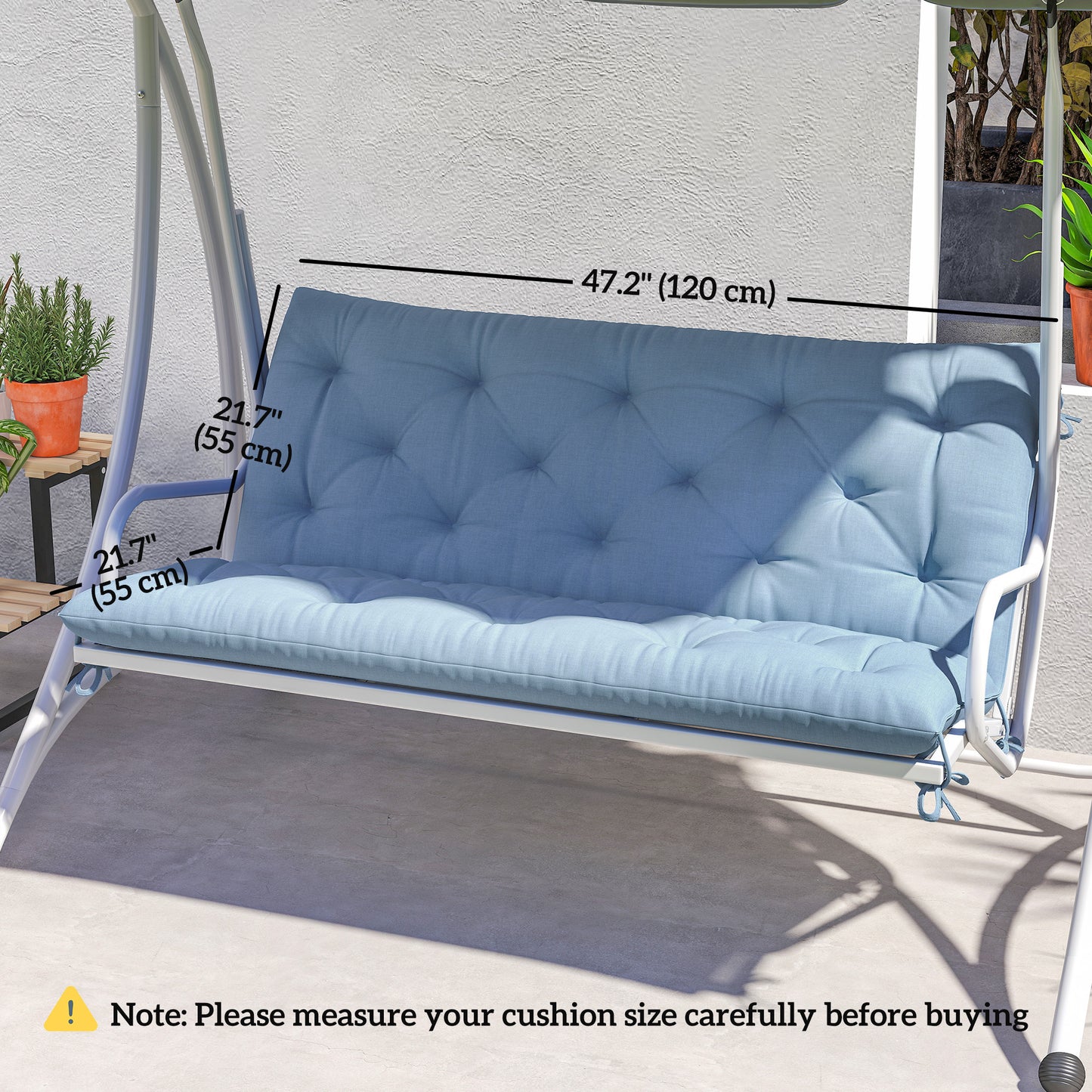 Outsunny 2 Seater Garden Bench Cushion, Thick Outdoor Non-Slip 2 Seater Soft Pad With Backrest for Garden Patio, 52" x 43" x 4", Dark Grey