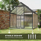 Outsunny 6' x 12' x 6.5' Walk-in Greenhouse, Polycarbonate Greenhouse with Adjustable Roof Vent, Base, Sliding Door, Clear