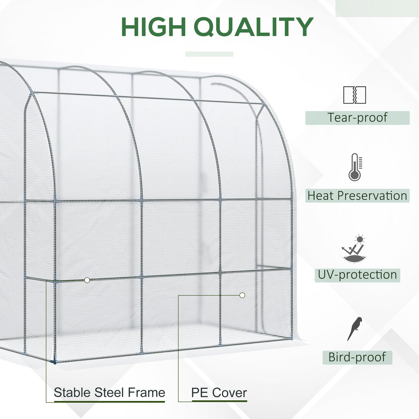 Outsunny 7' x 4' x 7' Outdoor Lean-to Walk-in Garden Greenhouse with Roll-Up Door Hot House for Plants Herbs Vegetables, White
