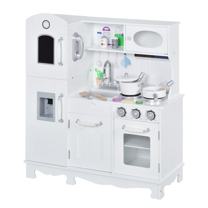 Qaba Large Kids Kitchen Playset With Telephone, Water Dispenser Simulation Cooking Set