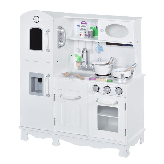 Qaba Large Kids Kitchen Playset With Telephone, Water Dispenser Simulation Cooking Set