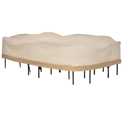 Outsunny 84B-059 129.9-Inch Oval Patio Table and Chair Set Cover, Beige/Coffee Sofa Set