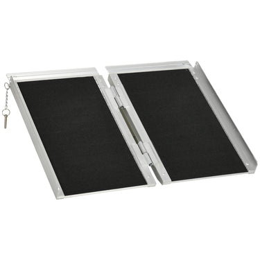 HOMCOM 2ft Wheelchair Ramp Scooter Mobility Non-Skid Layering Portable Foldable Aluminium