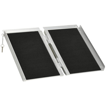 HOMCOM 2ft Wheelchair Ramp Scooter Mobility Non-Skid Layering Portable Foldable Aluminium