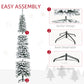 HOMCOM 6 Ft Snow-Flocked Artificial Christmas Tree, Slim Pencil Xmas Tree with Realistic Branches, Metal Base, Green