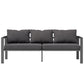 Outsunny Aluminum Garden Sofa, 3-Person Outdoor Couch, Backyard Furniture for 3-person with Cushions, 72.8" x 26" x 25.2", Grey