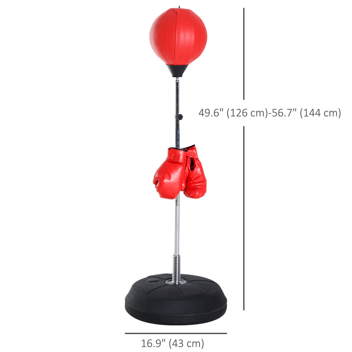 Soozier Boxing Bag with Stand, Freestanding Punching Bag with 49.6"-56.7" Adjustable Height, Fillable Base, Air Pump and Gloves