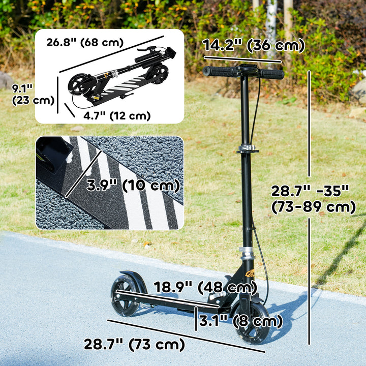 Qaba Scooter for Kids Ages 3-8 with Light Up Wheels, Adjustable Handlebar, Rear Brake & Handbrake for Girls and Boys, Black