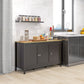 HOMCOM Sideboard, Buffet Cabinet with Doors and Adjustable Shelves for Living Room, Entryway, White and Natural