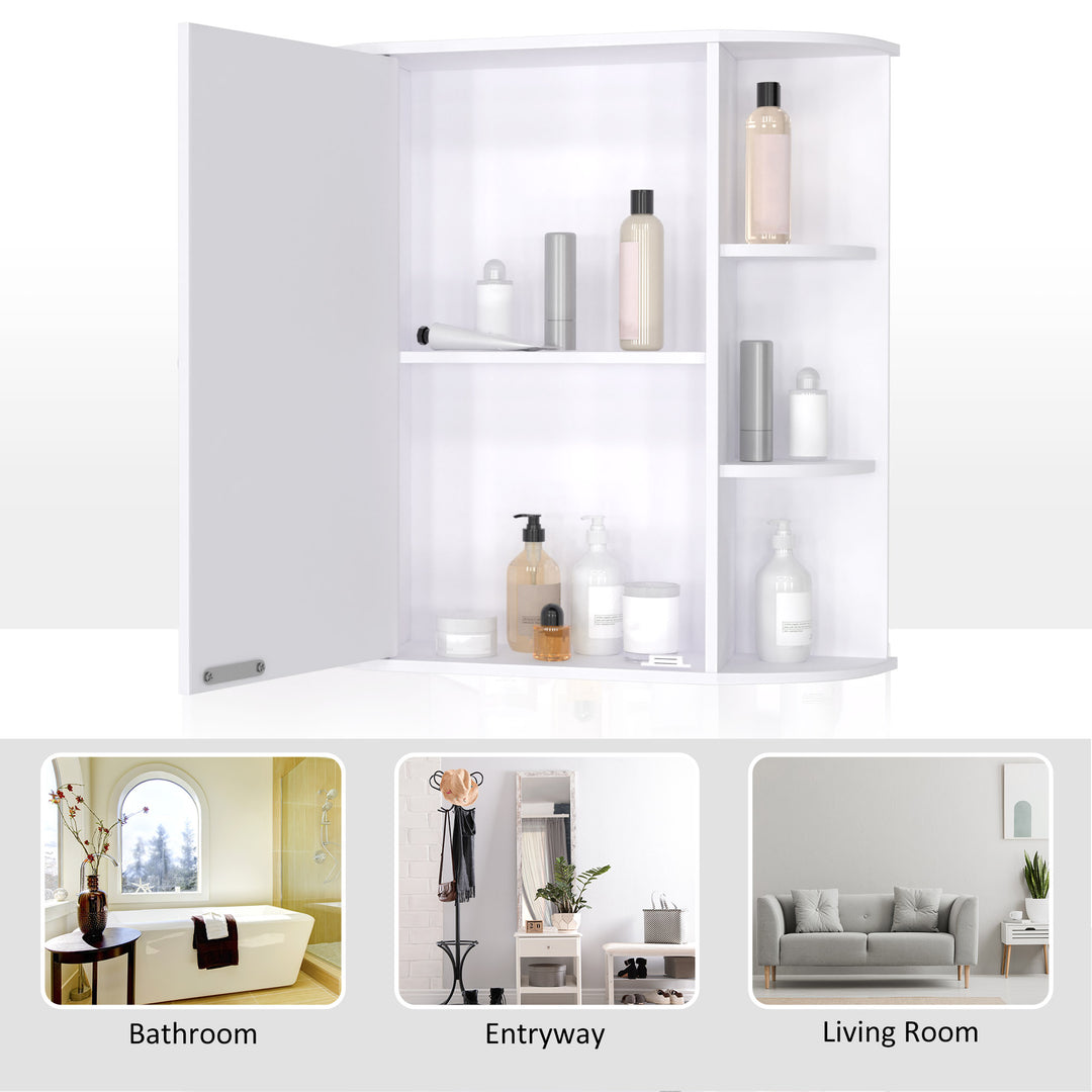 HOMCOM Mirrored Bathroom Wall Cabinet Wall Mounted Medicine Cabinet with Door & Shelves, White