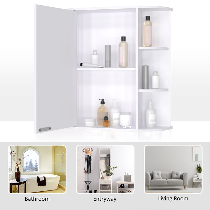 HOMCOM Mirrored Bathroom Wall Cabinet Wall Mounted Medicine Cabinet with Door & Shelves, White