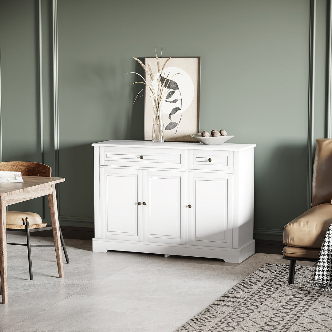 HOMCOM Modern Sideboard Cabinet, Buffet Cabinet with 2 Drawers and Adjustable Shelves, Buffets Tables for Dining Room, Black