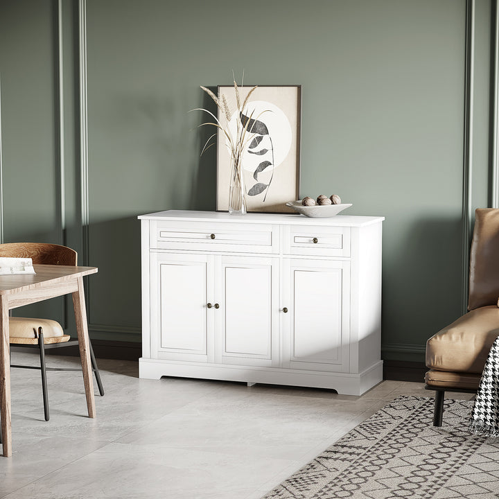 HOMCOM Modern Sideboard Cabinet, Buffet Cabinet with 2 Drawers and Adjustable Shelves, Buffets Tables for Dining Room, Black