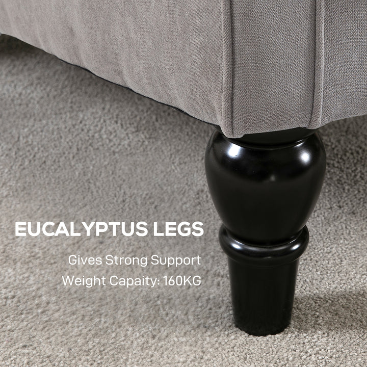 HOMCOM Fabric Accent Chair, Button Tufted Armchair, Upholstered Modern Living Room Chair, Wingback Chair with Wood Legs, Rolled Arms, Thick Padding for Bedroom, White