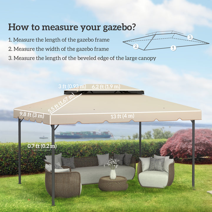 Outsunny 13' x 10' Gazebo Replacement Canopy, Gazebo Top Cover with Double Vented Roof for Garden Patio(TOP ONLY), Beige