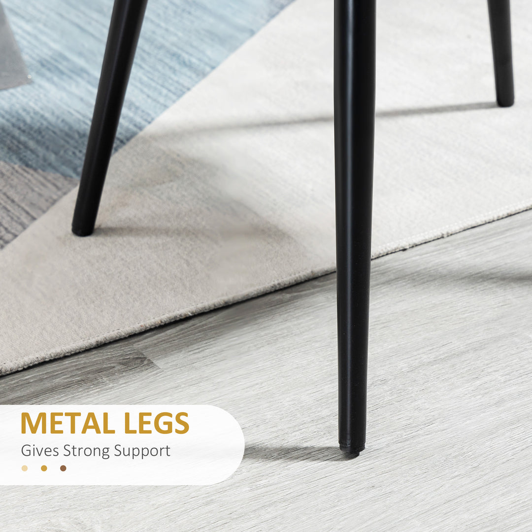 HOMCOM Modern Dining Chairs, Mid-Back Velvet-touch Upholstery Side Chair, Table Chair for Living Room, Dining Room, Black, Set of 4