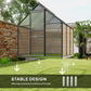 Outsunny 6' x 12' x 6.5' Walk-in Greenhouse, Polycarbonate Greenhouse with Adjustable Roof Vent, Base, Sliding Door, Clear