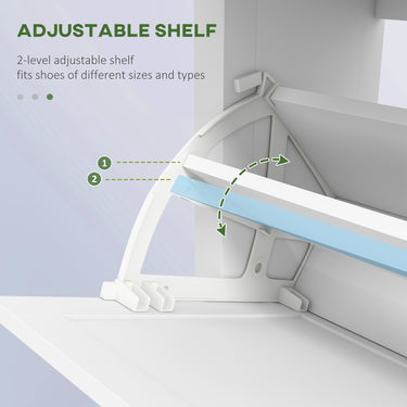 HOMCOM Narrow Shoe Storage with 3 Flip Drawers and Adjustable Shelves, Shoe Cabinet Organizer for 12 Pairs of Shoes, White